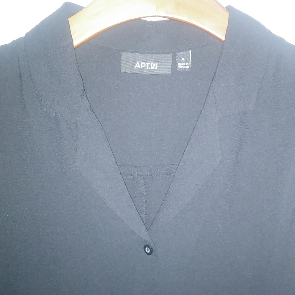 Apt.9 6 Sleeveless Soft Shirt Dress Black Button Down Front Funeral New! - Picture 2 of 9